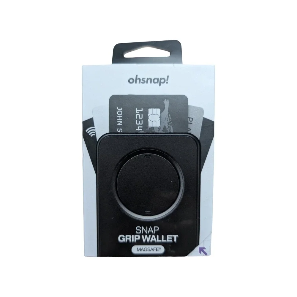Gg4-O OhSnap Snap Magnetic MagSafe Phone Grip RFID Card Wallet - Boring Black